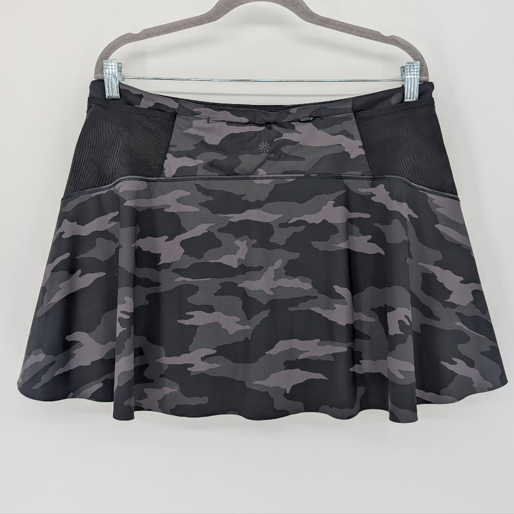 Athleta Match Point Skort | Size L | Black Gray Camo | Tennis Athletic Golf